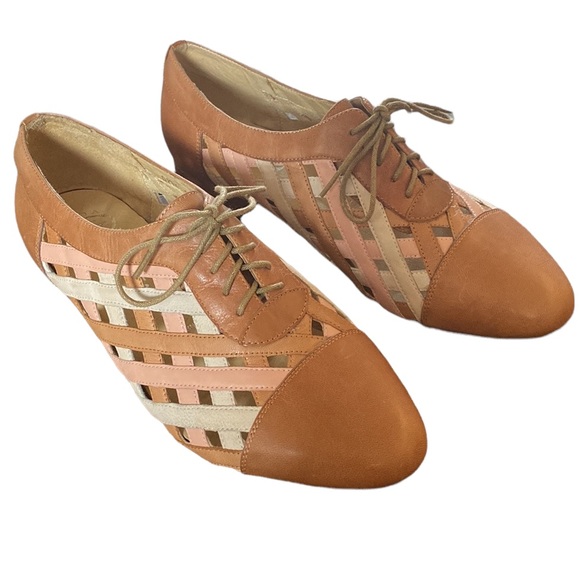 Jeffrey Campbell Ibiza Last Lace Up Woven Cap Toe Oxfords Loafers Flats 8 - Picture 2 of 11
